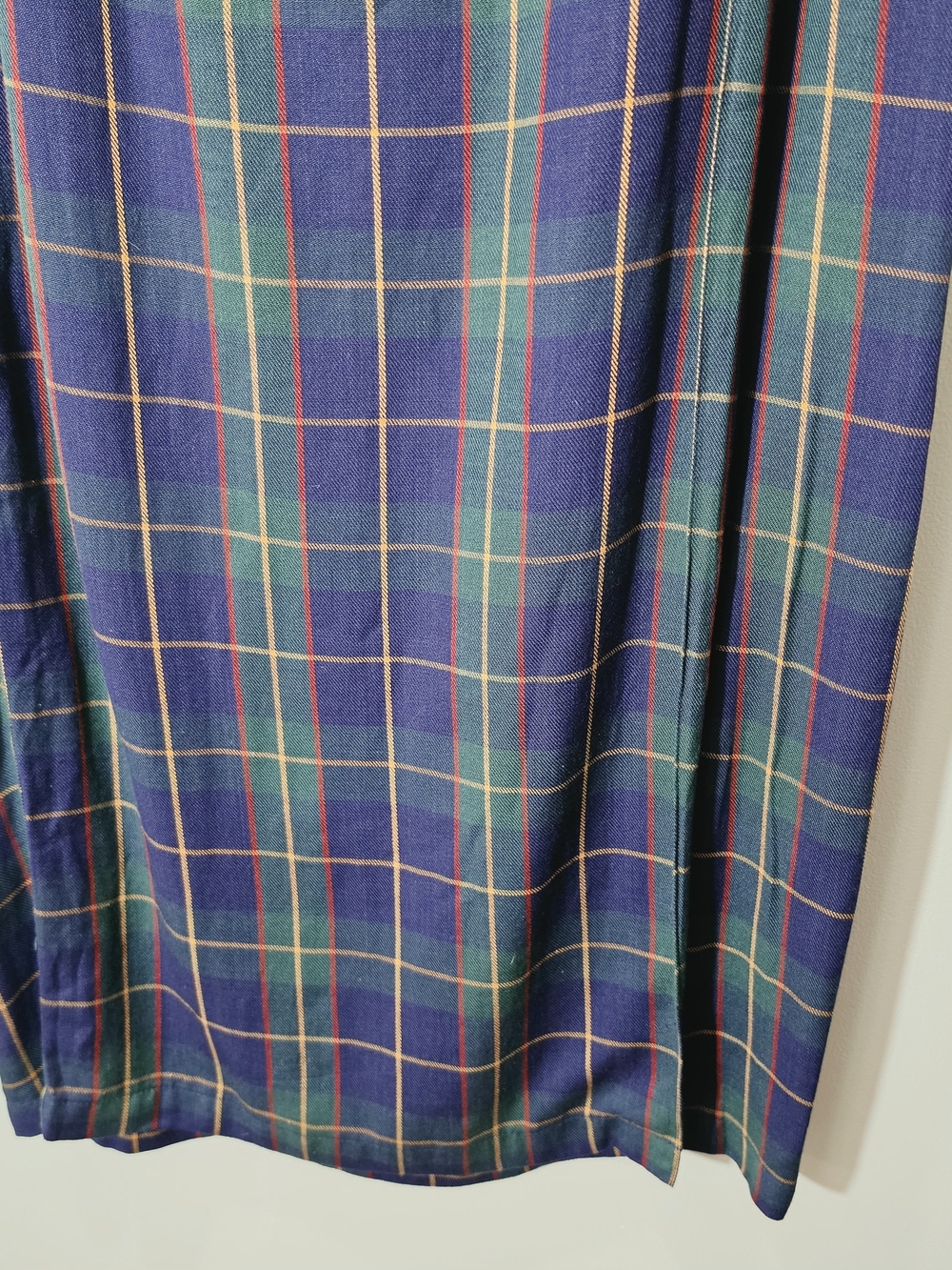 Navy & Green Tartan Plaid Cotton Blend Maxi Wrap Skirt Size 10 Preppy Career - Picture 3 of 11
